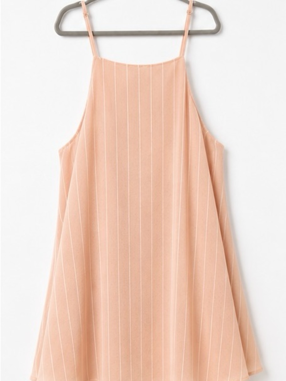 Cotton On Blush Pinstripe Swing Mini Dress | High Neck Back Tie | Size M